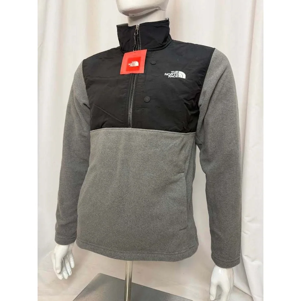 The North Face Men's 200WT Quarter Zip Fleece Pullover Jacket Grey Black S NEW